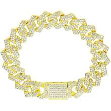 1pc Hip Hop Cuban Link Pet Dog Necklace, 14mm Diamond Shape, Rhinestone Inlaid, Small/Medium/Large Sizes, Zinc Alloy Material Durable & Fashionable, Suitable For Daily Wear Or Holiday Gift - Multicolor - View 4