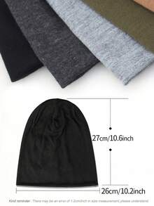 2pcs Women's Solid Color Double-Layer Beanie Hats, All-Match Style, Fashion & Versatile,Summer,Beach,Holiday,Travel - Black+White - View 3