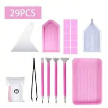 18/29/56-Piece Diamond Painting Tools And Accessories Set, Including Cross-Stitch Tools, Diamond Pens, Tweezers, Drilling Clay, Dot Pens, Plastic Trays And Diamond Painting Accessories - Multicolor - View 9