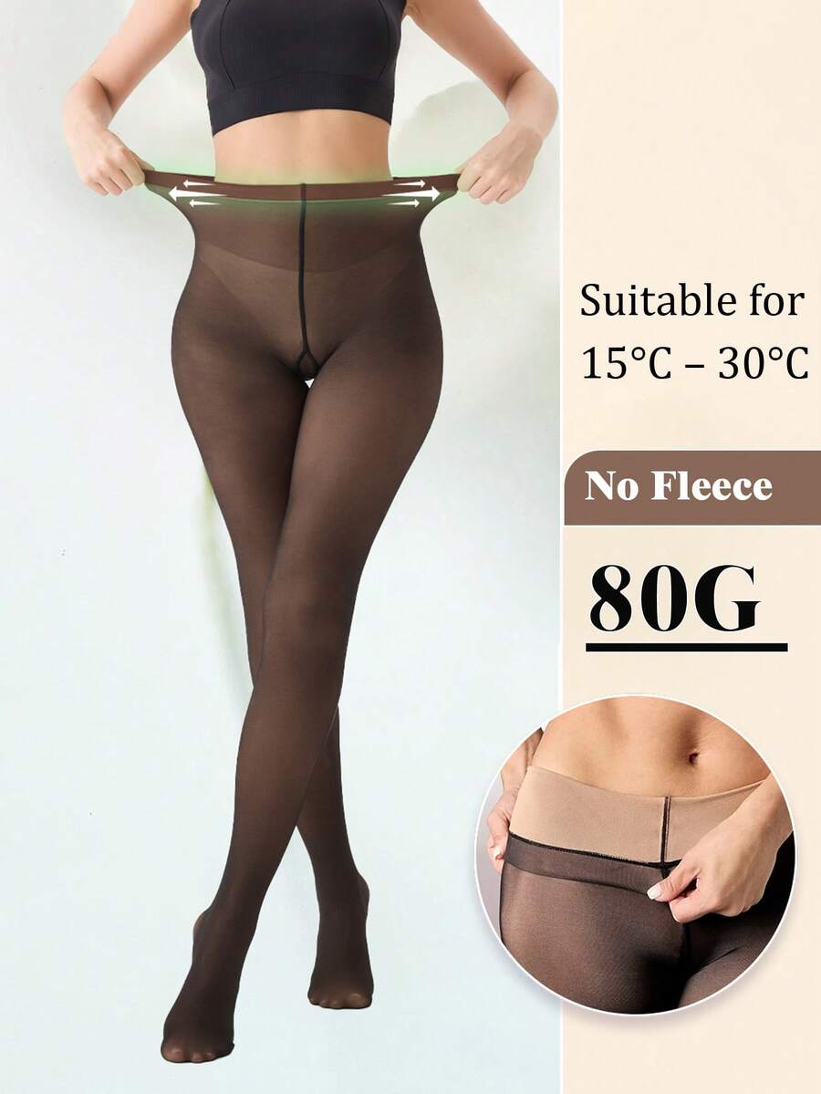 Quần tất liền mạch dành cho nữ - Thiết kế siêu mỏng, màu trơn, chất liệu mềm mại, co giãn tốt, có thể giặt máy - Thích hợp mặc hàng ngày, phù hợp cho mùa xuân và mùa thu. - màu đen - Xem 1