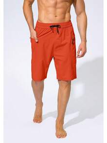 Men's Swim Trunks Quick Dry Board Shorts With Zipper Pockets Beach Shorts Bathing Suits Men - No Mesh Liner - 橘色 - 查看 3