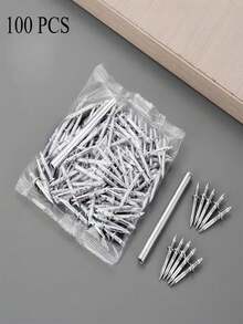 100pcs Baseboard Cabinet Invisible Nails - Double-Headed, Invisible, Rust-Proof Carbon Steel Screws With 1% Bi-Directional Rings For Wood Veneer And Electroplating Fixation - Silver - View 6
