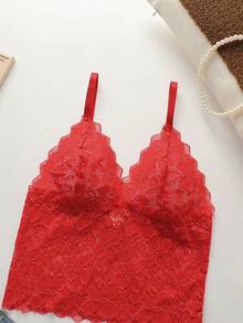 2 Sets Of 4pcs European & American Style Lace Deep V-Neck Camisole Set, Detachable Lining, Wireless - Multicolor - View 3