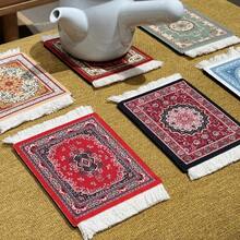 6件套方形流苏布艺桌垫咖啡杯垫复古波西米亚风新年情人节斋月家居派对装饰 - 彩色 - 查看 9