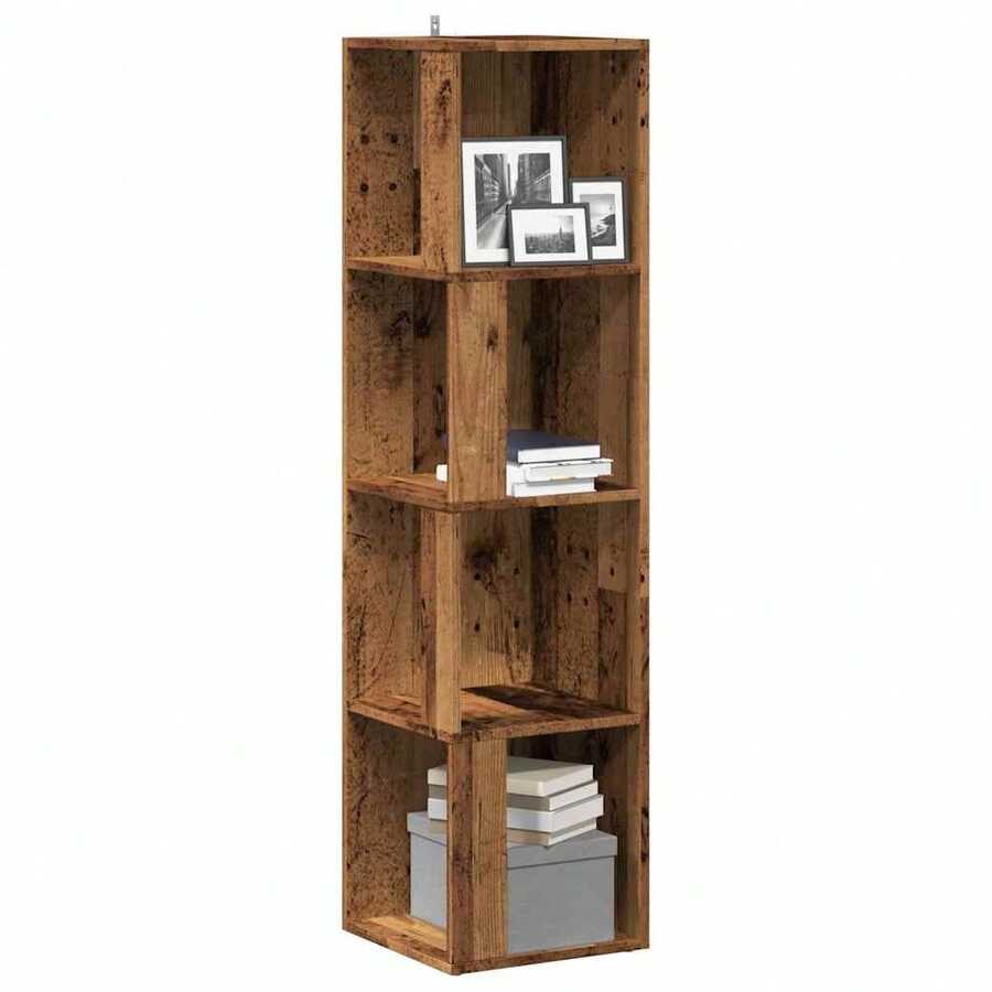 vidaXL Armadio angolare vecchio legno 33x33x132 cm in legno d'ingénierie - Castano - Visualizzare 1