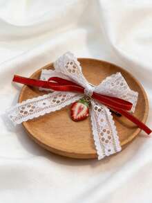 2pcs Cute Red Strawberry Pendant & Bow Hair Clips - Red - View 3