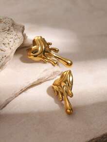 2只银色不锈钢熔心水滴耳环，防水低敏——适合女性、女孩、青少年日常佩戴，派对约会情人节礼物