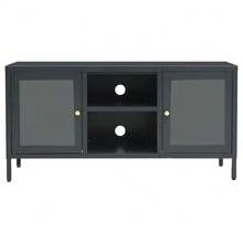 vidaXL Meuble TV antracite 105x35x52 cm Acier et verre - Cinza - Ver 3