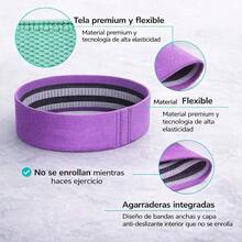Bandas de Resistencia Profesionales – Set de 3 Bandas Antideslizantes de Tela – Ligera Media y Alta – Ideal para Entrenamiento en Casa y Gym - Multicolor - Ver 3