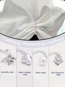 2pcs Solid Color Adjustable Shirt Clips For Women, Butterfly & Heart Decor - Instantly Shorten Sleeves, Suitable For Blouses, Dresses, Pants - Elegant Design, Multiple Colors, Butterfly Decoration - Multicolor - View 7