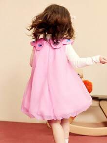 mini bala 女童中国风网纱连衣裙甜美无袖新年派对连衣裙 2025冬季款 - 玫紅 - 查看 3