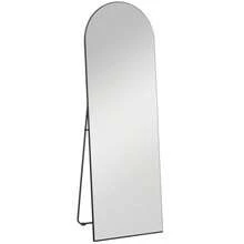 Full-Length Freestanding Mirror, 150 X 50 Cm, With Stand, Arched Design, Shatterproof Film, For Living Room, Bedroom, Black - 白色 - 查看 1