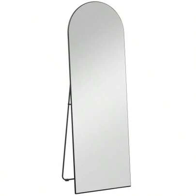 Full-Length Freestanding Mirror, 150 X 50 Cm, With Stand, Arched Design, Shatterproof Film, For Living Room, Bedroom, Black