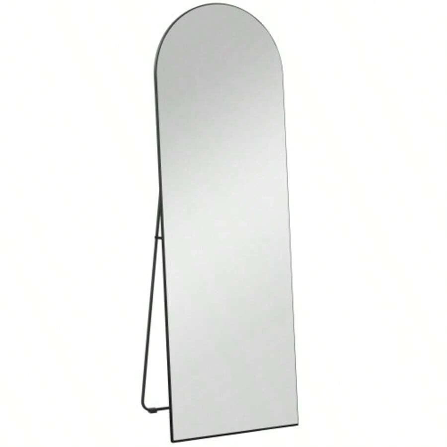 Full-Length Freestanding Mirror, 150 X 50 Cm, With Stand, Arched Design, Shatterproof Film, For Living Room, Bedroom, Black - 白色 - 查看 1