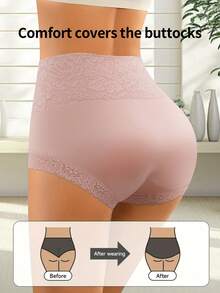 4pcs Women's Sexy Lace Print Breathable Soft Elastic Briefs, Ideal Christmas Gift - Multicolor - View 4