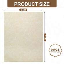 70 tờ giấy chứng nhận, khổ 8.5 x 11 inch, giấy in giả da, giấy văn phòng phẩm hai mặt dùng cho sơ yếu lý lịch, bằng tốt nghiệp, giải thưởng, nghệ thuật, thủ công, chứng chỉ cổ điển. - Màu be - Xem 2