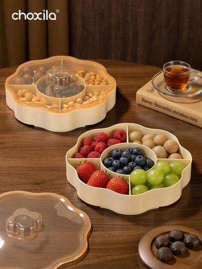 choxila 1个带盖分隔干果托盘，可存放坚果、糖果、零食，适用于客厅、婚礼和派对庆典，带盖糖果盘干果容器，家用分隔零食收纳盒，适合斋月、宰牲节等节日使用。