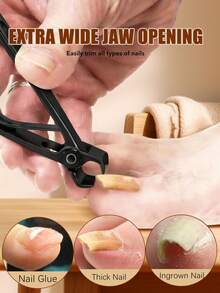 ANDVICTORY 1/2/4pcs 15mm Wide Nail Clippers, Suitable For Thick Nails, Can Be Used For Ingrown Nail Trimming, Stainless Steel Material - Multicolor - View 2