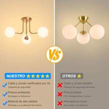CYPNHORKEY Lámpara de Techo Moderna Doradas para Pasillo 3 Pantallas de Cristal Esmerilado de Latón Iluminación para Isla de Cocina Mesa de Comedor Dormitorio Pasillo Entrada Bombilla No IncluidaFashion - Dorado - Ver 7