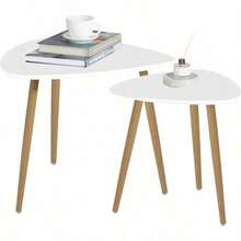 Mesita Lateral Minimalista para Sala de Estar,Set de 2 Mesas de Centro.Mesita Lateral Triangular,Mesa Auxiliar para el hogar.Coffee Table, para Sala de Estar y Balcón Hogar y Oficina. (Blanco) - Blanco - Ver 8
