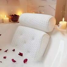 Bath Pillow For Bathtub Support Neck,Head And Back With Non-Slip Suction Cups And Comfortabl 4D AirenMesh Bathtub Pillow For Women & Men - White - View 2