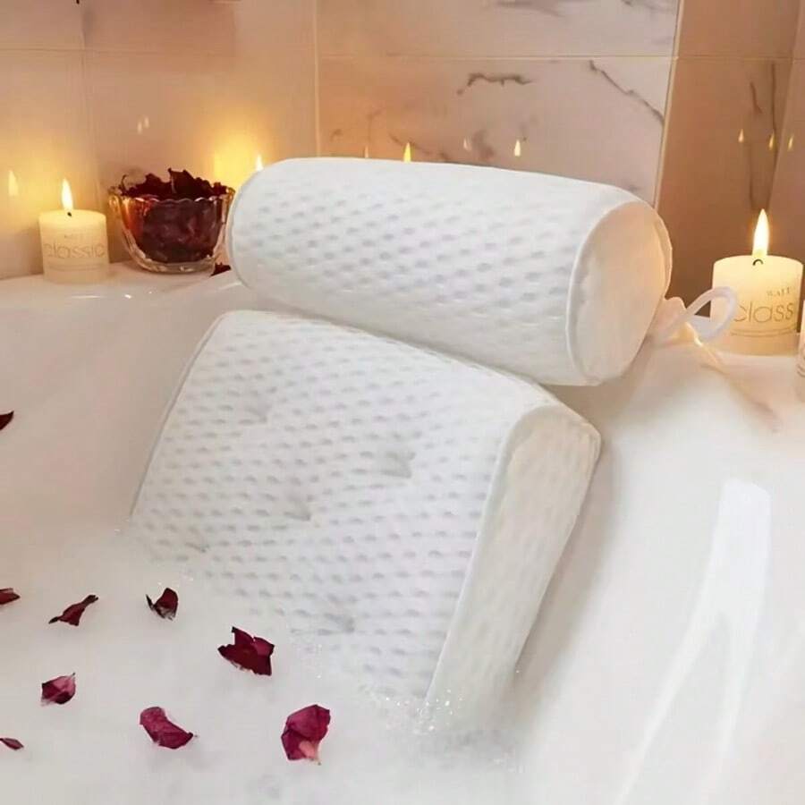 Bath Pillow For Bathtub Support Neck,Head And Back With Non-Slip Suction Cups And Comfortabl 4D AirenMesh Bathtub Pillow For Women & Men
