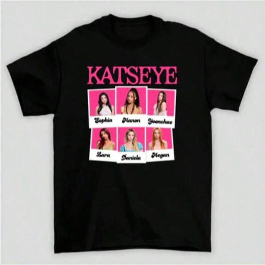 Katseye Shirt, The Beautiful Chaos Tour 2025 Shirt, Katseye Girl Group T-Shirt Vintage Katseye The Beautiful Chaos Tour Shirt, Katseye Kpop Graphics Tee, Katseye Gnarly  Parent-Child Outfits - 黑色12 - 查看 1