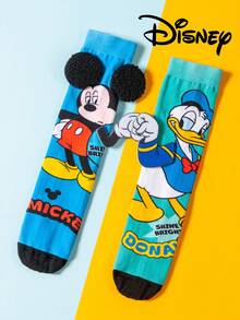 Disney 可爱的3D儿童玩具米奇和他的朋友们过膝长袜，时尚儿童高筒袜派对，高品质礼物，开学季，趣味时尚小粉丝卡通3D小腿袜 - 彩色 - 查看 11