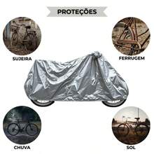 Capa Protetora Para Cobrir Bicicleta 100% Impermeável Bike Aro 24 ao 29 - Cinza - Visão 6