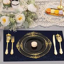 1/4/6件装中东节日系列金色新月镂空灯笼几何图案装饰餐垫，亚麻印花桌布/餐巾垫，适用于派对、厨房、餐厅装饰，可水洗 - 彩色 - 查看 6