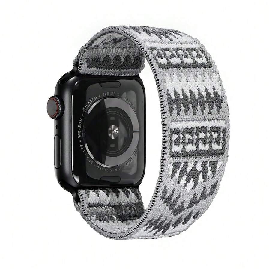 Unity Series Elastic Compatible/Replacement Band For Watch/Watch Ultra(Silver ,M Fits 6.5-7.0 Inch Wrist, 41/40/38mm) - SilverAztec - 查看 1