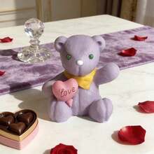 Wax Product Mold 3D Cute Teddy Bear ( Scarf & "Heart) Shape Silicone Wax Mold - DIY Scented Candle Craft Tool For Valentine's Day, Christmas, Anniversary & Easter Romantic Home Decor & Sweet Handmade Gifts - Waving Heart Bear Mold - View 8