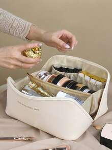 1/2pcs Travel Cosmetics Storage Bag, Large Capacity Handbag, Mini Jewelry Bag, Portable Makeup Bag With Handle, Multiple Compartments, Classified Storage For Cosmetics And Skincare Products, Jewelry Bag Can Store Necklaces, Rings, Earrings And Other Jewelry, Holiday Or Birthday Gifts, Valentine's Day Surprise Gifts, Women's Storage And Organization Bag, Travel Essentials, Student Dormitory Storage, Home Decoration Storage - Multicolor - View 8