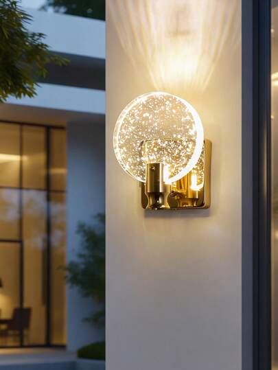 1pc Gold Crystal Wall Lamp With LED Light Source, Suitable For Bedroom, Bedside, Corridor, Living Room And Other Decorative Lighting Occasions