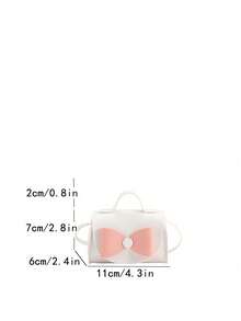 Cute Children's Flip Bow Mini Messenger Bag Simple Solid PU Leather Girls' Handbag Small Change Candy Bag Joker Stylish CasualShoulder Bag Lightweight Portable Square Bag Suitable For Girls To Travel And Vacation - White - View 2