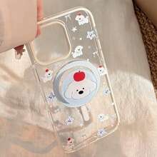 GUCADI 1pc Magnetic Transparent Cartoon Animal Holder Acrylic Anti-Drop Hard Phone Case, High-End Personalized Design Suitable Compatible With Apple Phones - Multicolor - View 9