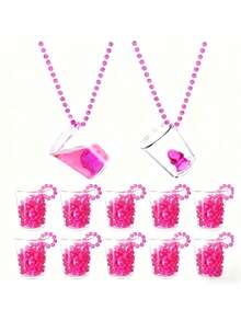 10pcs Color Changing Pink Bead Plastic Mini Cups, Suitable For Beaded Necklace, Durable Plastic, Reusable, Icebreaker & Gift Idea For Singles Party, Bridal Shower, Valentine's Day - Adult Use - Multicolor - View 1