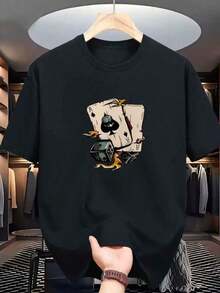 Men's Basic T-Shirt, 100% Premium 30.1 Cotton, Printed - màu đen - Xem 2