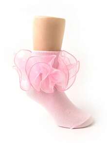 2 Pairs Children Ruffle Floral Lace Princess Ballet Short Socks, Suitable For Babies/Toddlers/Girls - Multicolor - View 3