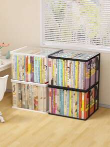 1个大容量PVC翻盖收纳袋，多功能防水书籍收纳袋，便携式可折叠衣物收纳袋，衣柜整理袋，PVC材质防尘防潮，带拉链，两侧带提手，可折叠节省空间，适合衣柜和房间整理。 - 四色 - 查看 3