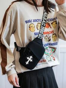 peach tree 男士小方包，胸包，斜挎包，腰包，单肩包，跑步包，骑行包，时尚纯色，卡通印花，涂鸦，嘻哈，运动，街头，商务，休闲，多功能包，旅行，度假必备，年轻时尚小方包，尼龙材质，字母图案，教师，学校，运动，户外，旅行，手机包，零钱包，轻便，礼品，腰包 - 黑色 - 查看 8