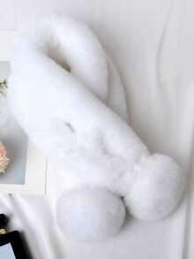 1条纯色仿毛皮围巾，蓬松加厚毛球围脖，适合日常及户外佩戴，秋冬季节适用。 - 彩色 - 查看 12