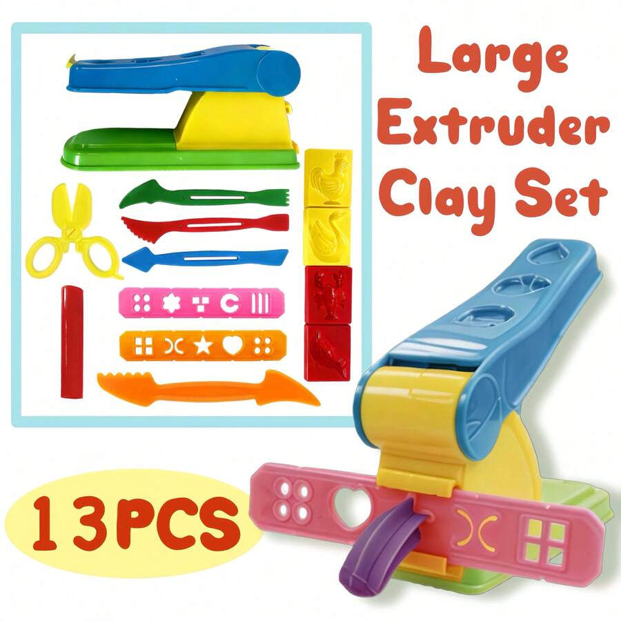 13pcs Large Die Extruder Clay Tool Set, Handicraft DIY Clay Tools, Animal Molds, Cutters, Colore Air Dry Clay Tool Scissors, Play Dough Art Tools, School/Family/Birthday Gifts From The Local Warehouse