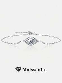 1pc Elegant 925 Sterling Silver 0.5 Carat 5.0mm Moissanite Bracelet, Suitable For Commute, Party, Vacation, Birthday, Valentine's Day, Mother's Day, Wedding Anniversary, Christmas, Women's Jewelry Gift