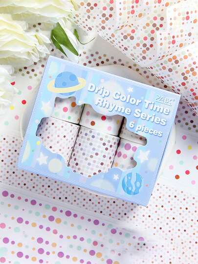 6 rollos/caja de cinta washi con puntos pequeños y coloridos, cinta creativa de varios colores, para decoración de tarjetas, scrapbooking y decoración de cuadernos DIY, cinta washi exquisita