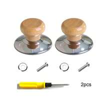 Drewniana gałka do pokrywki garnka, uniwersalna gałka do wymiennej pokrywki garnka, pokrywka ze szkła hartowanego z drewnianą gałką do gotowania – odpowiednia do wolnowarów, patelni i pokrywek do naczyń kuchennych - Morela - Zobacz 8