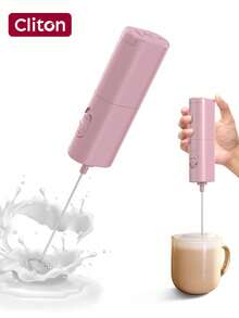 CLITON 1个（需2节AA电池）强力电动奶泡器，手持式奶泡器，适用于拿铁、卡布奇诺、冰咖啡、抹茶、热巧克力等饮品。