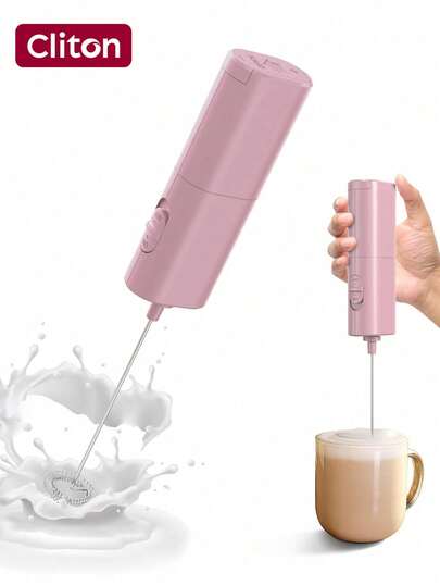 CLITON 1个（需2节AA电池）强力电动奶泡器，手持式奶泡器，适用于拿铁、卡布奇诺、冰咖啡、抹茶、热巧克力等饮品。