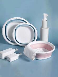 1pc Multifunctional Folding Basin - Thick And Durable Plastic, Square Shape, Convenient For Storage And Hanging - Suitable For Kitchen And Bathroom, Large Folding Basin For Outdoor Travel And Home Use, Portable Plastic Basin For Student Dormitory