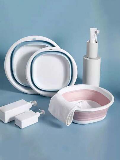 1pc Multifunctional Folding Basin - Thick And Durable Plastic, Square Shape, Convenient For Storage And Hanging - Suitable For Kitchen And Bathroom, Large Folding Basin For Outdoor Travel And Home Use, Portable Plastic Basin For Student Dormitory